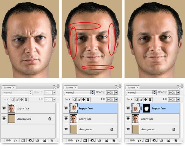 Editing Opacity With Layer Masks heads step by step