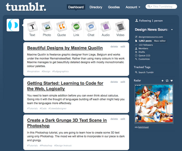 In-Depth Review of Tumblr's Custom Theming Ability 002 Admin Dashboard