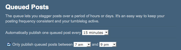 In-Depth Review of Tumblr's Custom Theming Ability 005 Queue Controls
