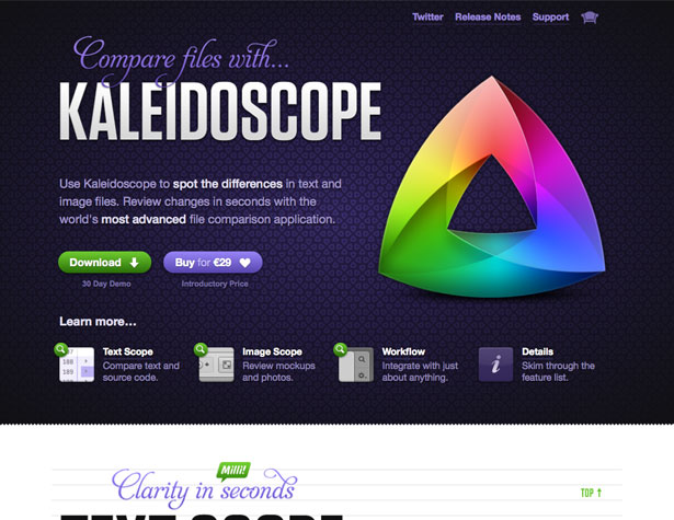 A Showcase of Single Page Websites kaleidoscope