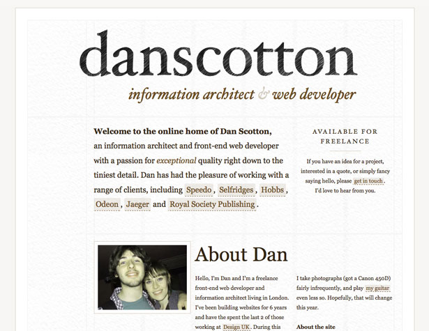 A Showcase of Single Page Websites danscotton