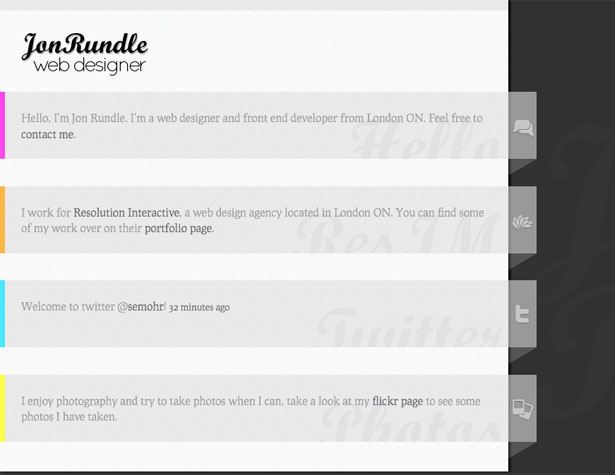 A Showcase of Single Page Websites jonrundle