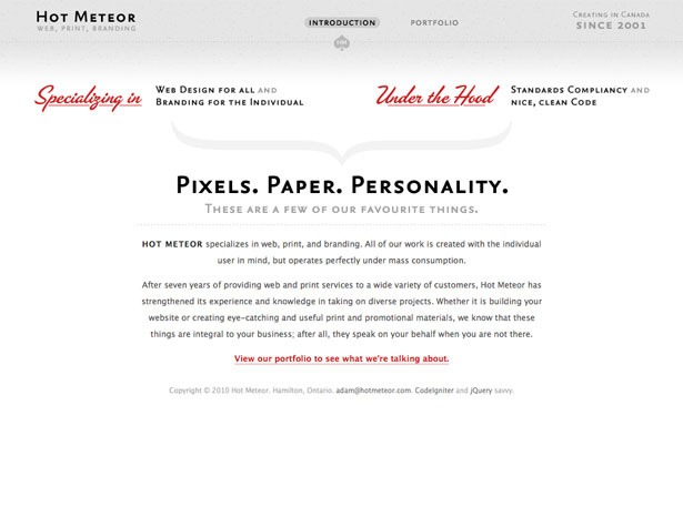 A Showcase of Single Page Websites hotmeteor