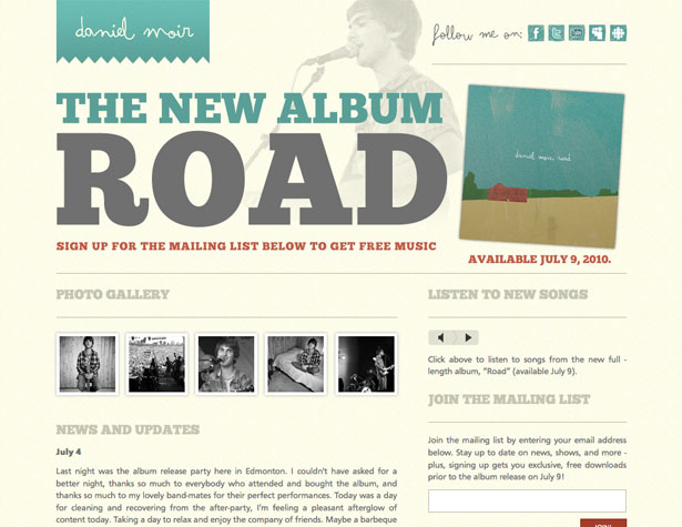 A Showcase of Single Page Websites danielmoir