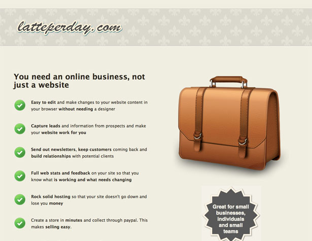 A Showcase of Single Page Websites latteperday