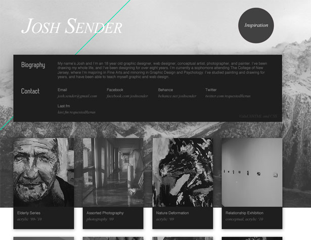 A Showcase of Single Page Websites joshsender