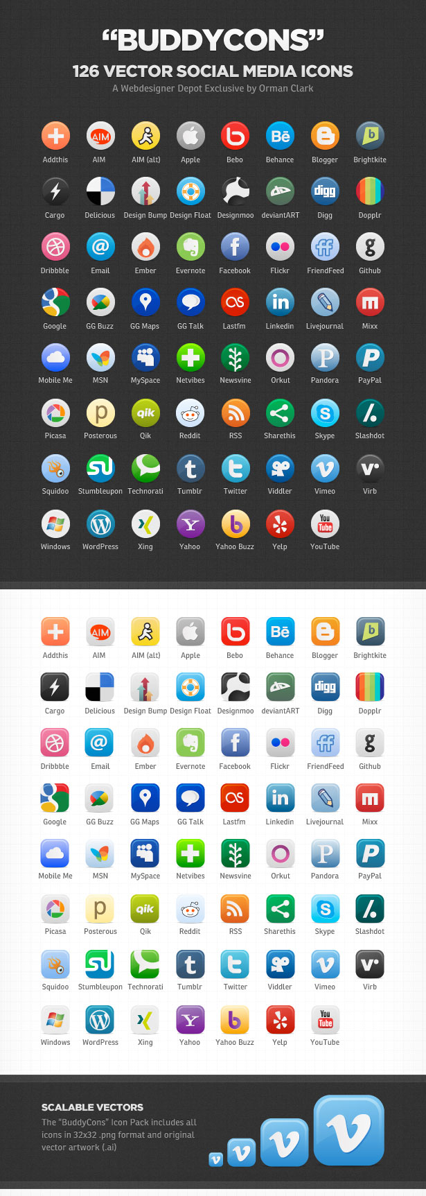 "Buddycons" - Vector Social Media Icons icons