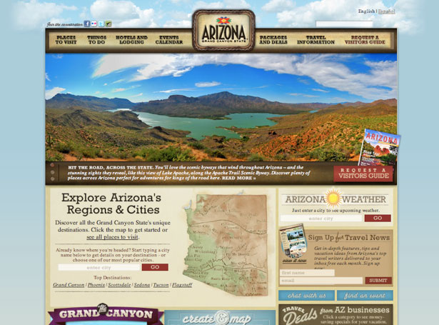 Worldy Inspiration from Tourism Websites Arizona