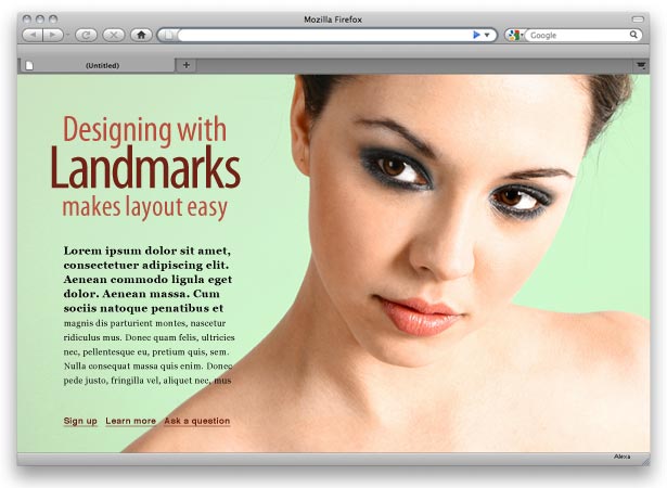 Using Landmarks Makes Page Layout Easy page layout with text, photo and headline