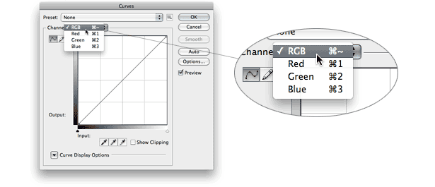 illustration showing where the RGB options reside