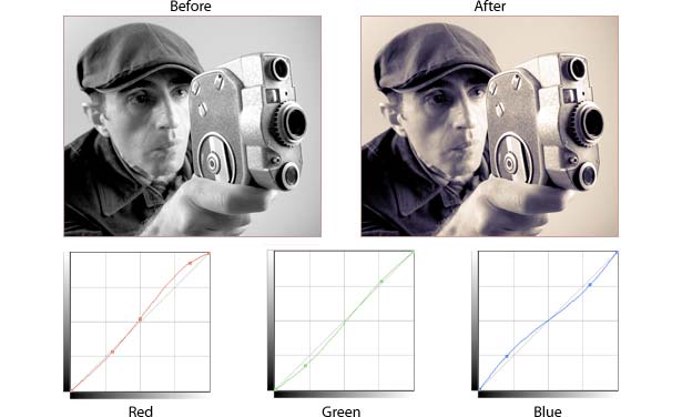 example of using Curves to tint a photo