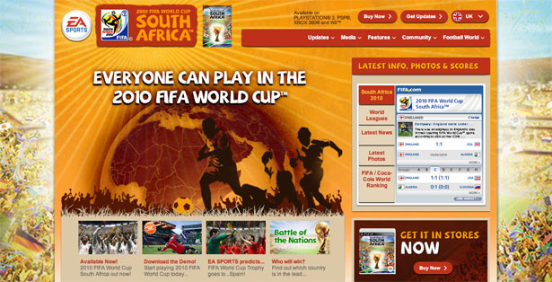 The Best Website Designs of the 2010 World Cup Fifa World Cup Game