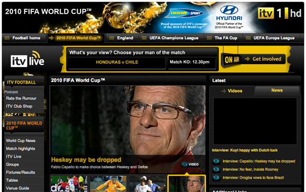 The Best Website Designs of the 2010 World Cup ITV Fifa World Cup