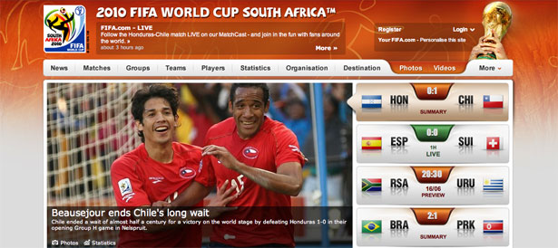The Best Website Designs of the 2010 World Cup Fifa World Cup