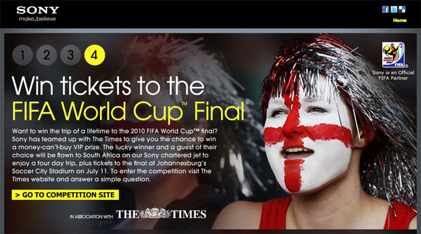 The Best Website Designs of the 2010 World Cup Sony Football