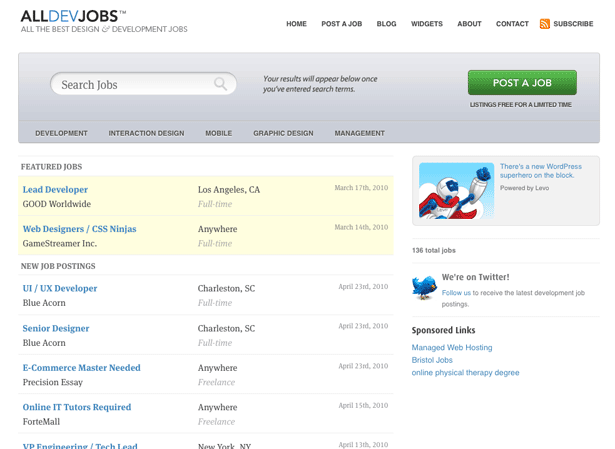 Web Design Trends for 2010 alldevjobs.com