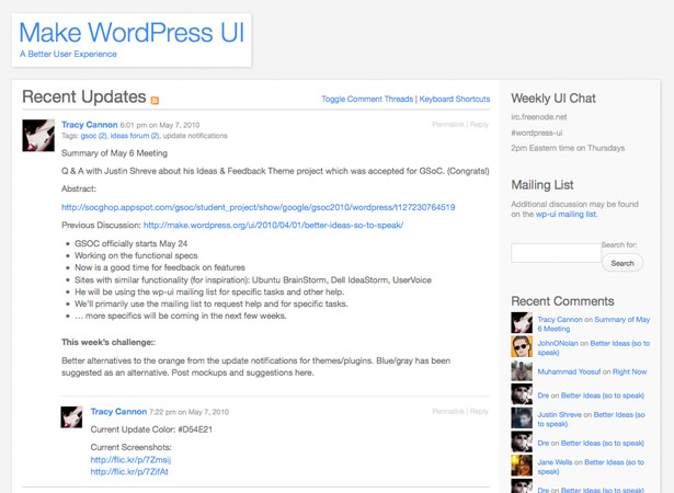 Designing for Over Twenty Million Users: WordPress 3.0 WordPress UI Group Homepage