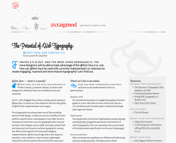 Showcase of Blogs with Unique Post Designs craigmodfontface
