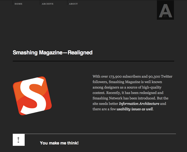 Showcase of Blogs with Unique Post Designs awaybacksmashingmag