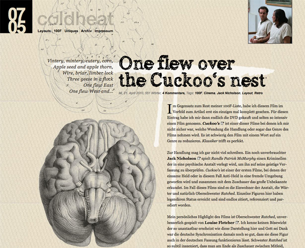 Showcase of Blogs with Unique Post Designs coldheatcuckoosnest