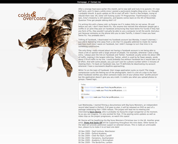 Showcase of Blogs with Unique Post Designs hazardousinkcoldsandovercoats