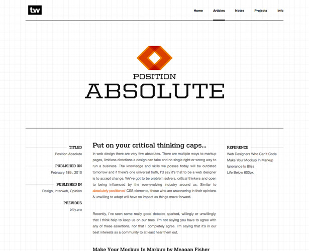 Showcase of Blogs with Unique Post Designs trentwaltonpositionabsolute