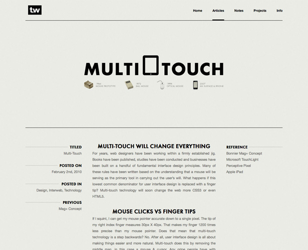 Showcase of Blogs with Unique Post Designs trentwaltonmultitouch