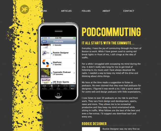 Showcase of Blogs with Unique Post Designs kylefiedlerpodcommuting