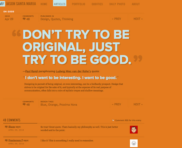 Showcase of Blogs with Unique Post Designs jasonsantamariaongood