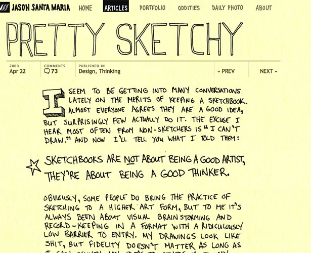 Showcase of Blogs with Unique Post Designs jasonsantamariaprettysketchy