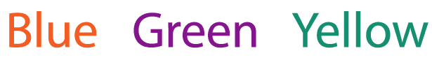 Creating a Logotype Depends More on the Means Than the End the words blue, green and yellow set in orange, purple and dark sea green