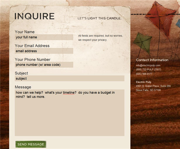 Beautiful Contact Forms for your Inspiration electricpulp