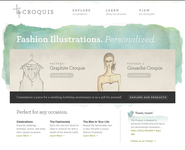 A Showcase of Watercolor in Web Design croquis