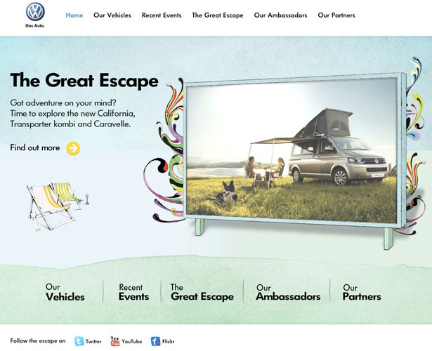 A Showcase of Watercolor in Web Design VW Great Escape