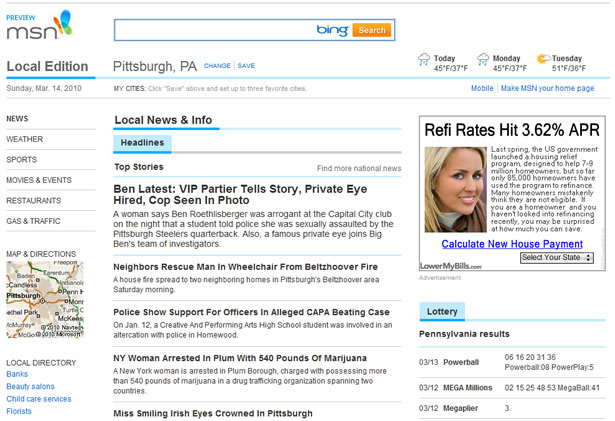 A Look at the New MSN.com Design local edition