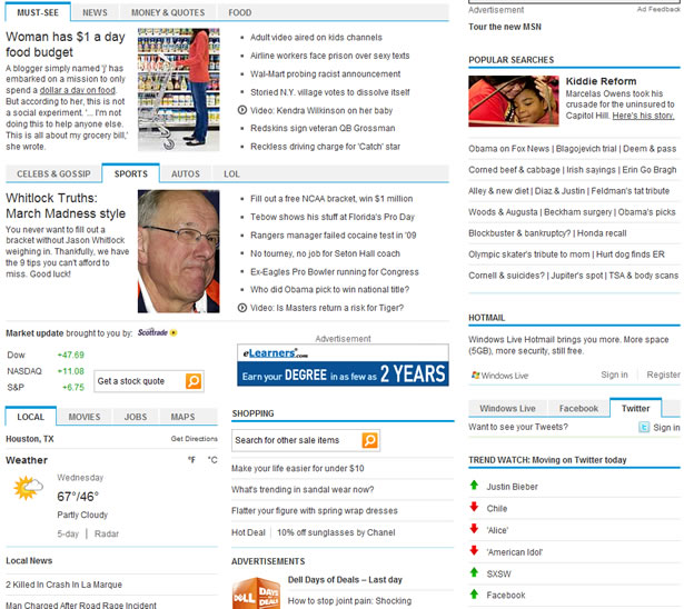 A Look at the New MSN.com Design no visual weight