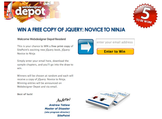 Win 5 Copies of “jQuery: Novice to Ninja” sp