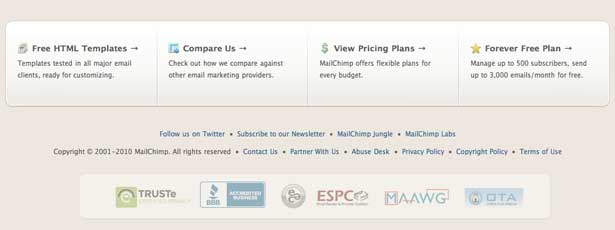 How to Build a Footer That Doesn’t Stink screenshot of mail chimp's footer