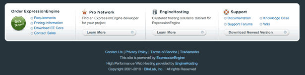 How to Build a Footer That Doesn’t Stink screenshot of expression engine's footer