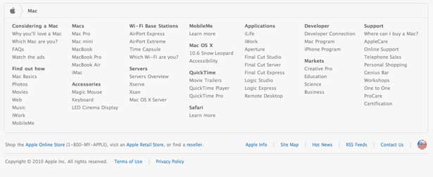 How to Build a Footer That Doesn’t Stink screenshot of the Apple's Mac footer