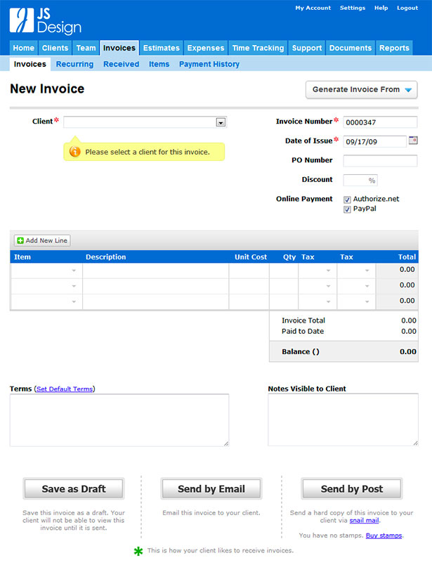 Showcase of Great Web App Interfaces Freshbooks App Interface