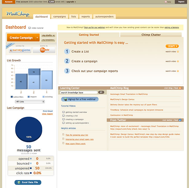 Showcase of Great Web App Interfaces MailChimp App Interface