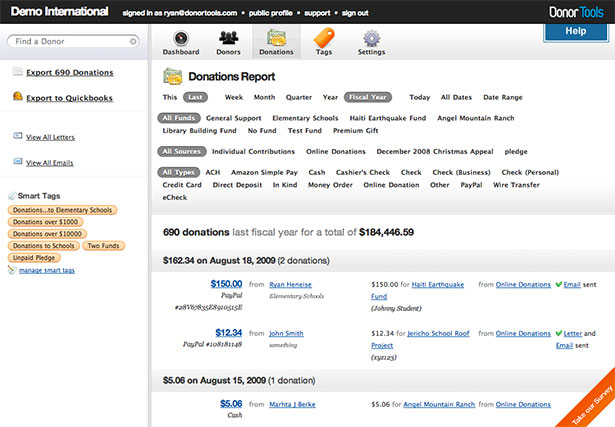 Showcase of Great Web App Interfaces Donor Tools App Interface