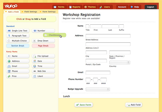 Showcase of Great Web App Interfaces Wufoo App Interface