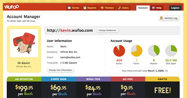 Showcase of Great Web App Interfaces Wufoo App Interface