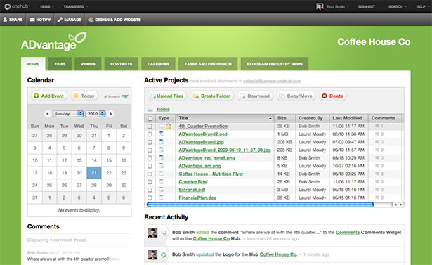 Showcase of Great Web App Interfaces Onehub App Interface