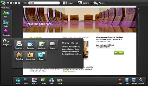 Showcase of Great Web App Interfaces Snap Pages App Interface