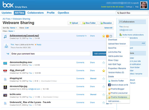 Showcase of Great Web App Interfaces Box App Interface