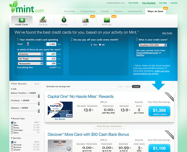 Showcase of Great Web App Interfaces Mint App Interface