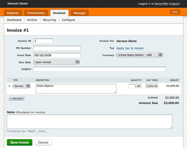 Showcase of Great Web App Interfaces Harvest App Interface